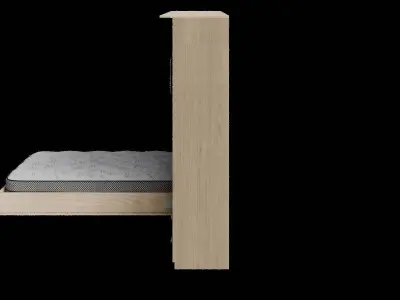 Beige Wood Wall Bed Low-poly 3D model