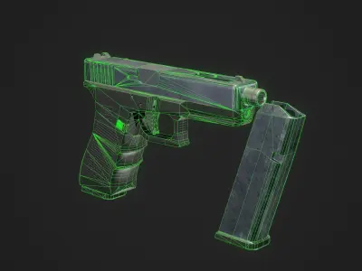 Glock GameReady camouflaged gun Low-poly 3D model