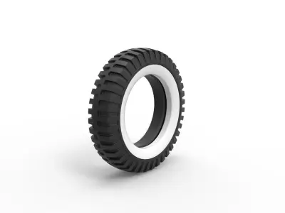 Military Whitewall tire Scale 1 to 25 3D print model