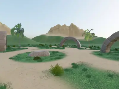 Ancient Stone Arches In Lush Landscape 3D model