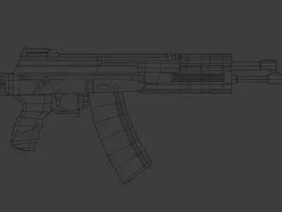 Stylized AK12 Assault Rifle Low-poly 3D model