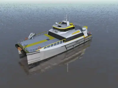 Wind Farm Support Vessel 3d model low-poly Low-poly 3D model