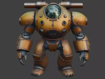 Armored Exosuit Game-Ready Sci-Fi 3D Model with PBR Textures Low-poly 3D model
