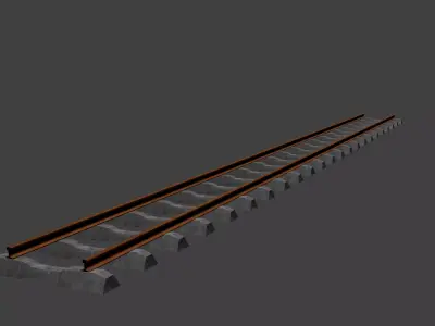 Train Tracks Low-poly 3D model