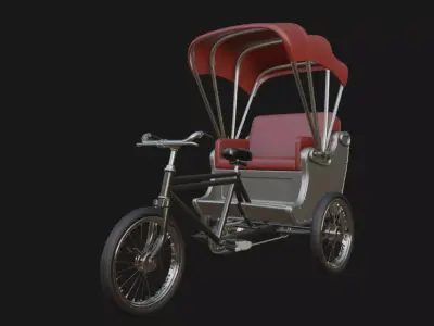 Bicycle Rickshaw  Vintage 3D Pedicab 3D model