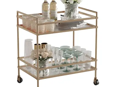 Bar cart  set 2 rose 3D model