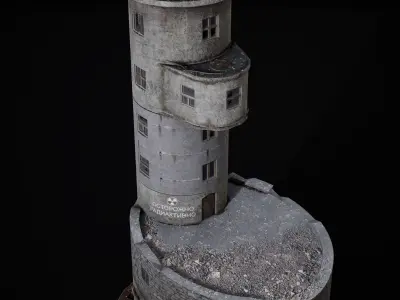 Abandoned lighthouse Aniva Low-poly 3D model