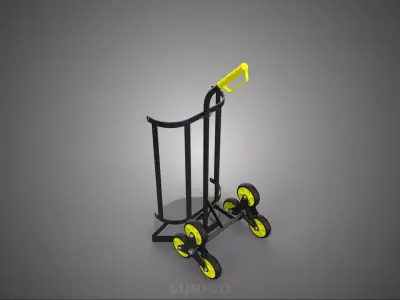 TRI WHEEL STEP BLOCK STAIR CLIMBER HAND TRUCK CART SINGLE HANDLE 3D model