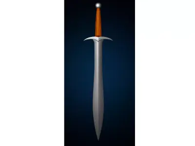 Sword from the trilogy of the Lord of the Rings movie Low-poly 3D model