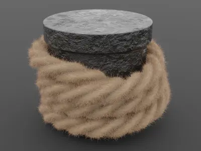 Rope around Mooring Post Low-poly 3D model