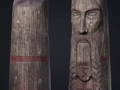 Wooden Totem 5 Low-poly 3D model
