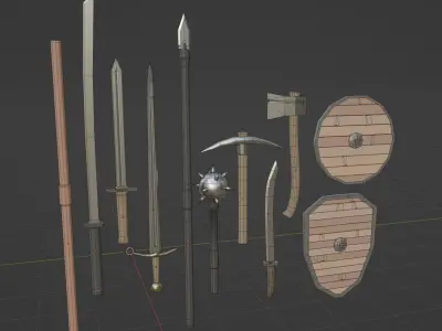Low Poly Weapons Swords and Axes Plus Low-poly 3D model