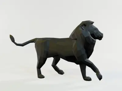 Lion Pair Low-poly 3D model