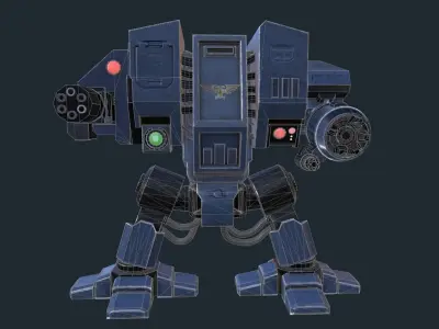dreadnought robot with two guns Low-poly 3D model