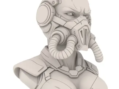 Futuristic Sci Fi Masked Bust 3D print model