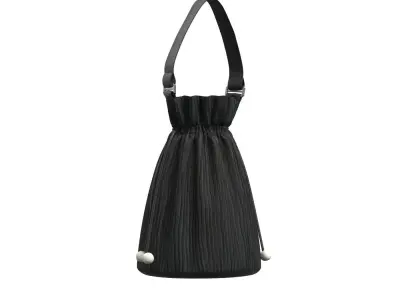 Black Cotton Bucket Bag 3D model