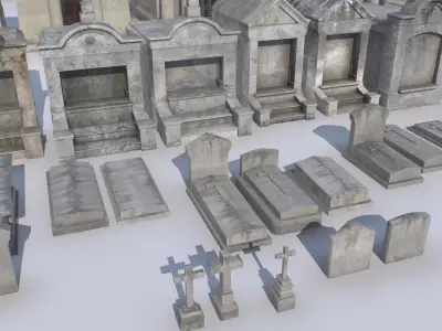 Mausoleums Tombs and Graves pack  4 Low-poly 3D model
