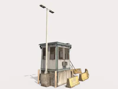 Security Booth With Roadblocks 3D model