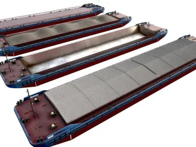 Barges  collection 02 Low-poly 3D model