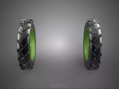 LARGE TRACTOR TIRE TREAD TYRE LUG WHEEL RUBBER RIM GRIP VEHICLE 3D model