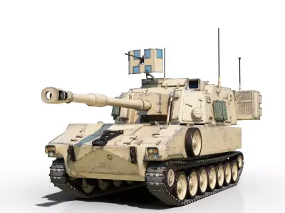 3 coatings of USA ARMY M109A6 Paladin 155mm SP Howitzer Low-poly 3D model