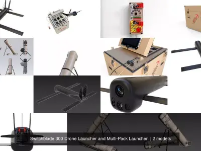 Switchblade 300 Drone Launcher and Multi-Pack Launcher 3D Model Collection