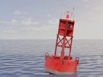 Buoy Game Ready lighthouse floating in ocean Low-poly 3D model