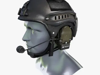 Tactical Headset Military Helmet Low Poly Low-poly 3D model