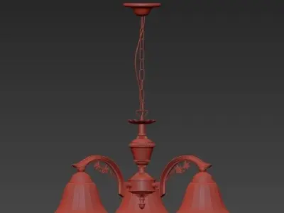 Edgewood Antique Brass Three Light Pendant Light 3D model