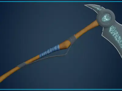 Stylized Scythe Weapon Low-poly 3D model