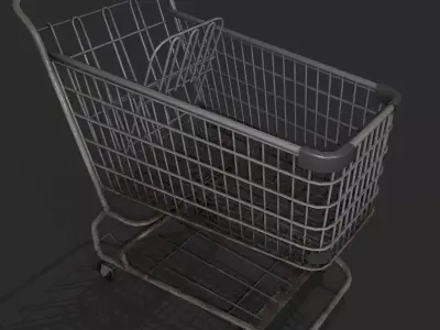 Realistic Pbr rusty shopping cart  Low-poly 3D model