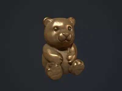 Bronze Teddy Bear Statue Low-poly 3D model