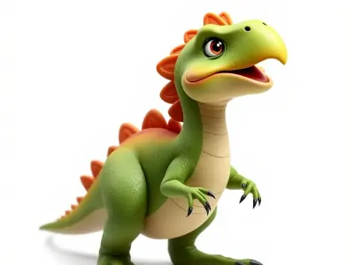 Cartoon Dinosaur Model Pack with Textured Details Low-poly 3D model