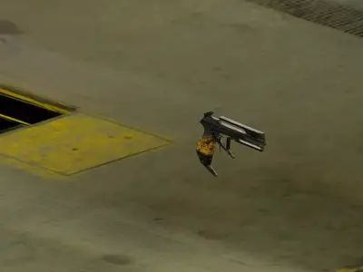 Low Poly Low Res Background Sci-Fi Pistol Low-poly 3D model