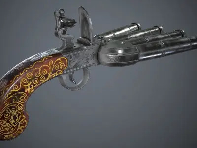 Flintlock Assault Pistol - model and textures Low-poly 3D model
