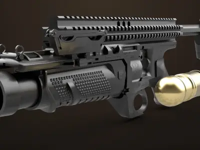  6 Grenade Launcher Black All PBR Unity UE Textures Included 3D Model Pack