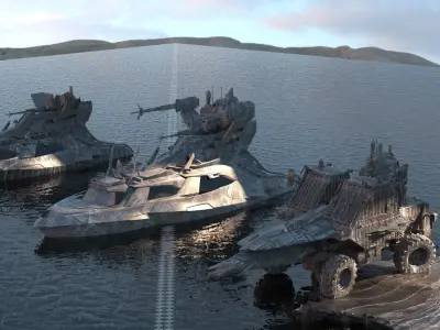 Warlord Cruise ships and tank 3D model