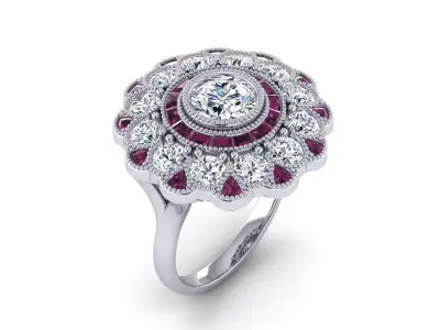 Antique Flower Ring 3D print model