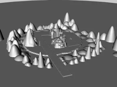Island Base with Airplane 3D model