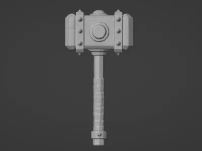 Battle Hammer Low-poly 3D model get