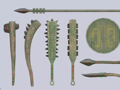 Mayan weapon collection 3D Model Pack