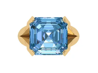 Asscher Solitair Ring 3D print model 2