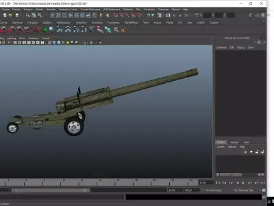 military canon gun 130 mm Low-poly 3D model