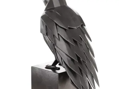 Metal sculpture of a crow 3D model