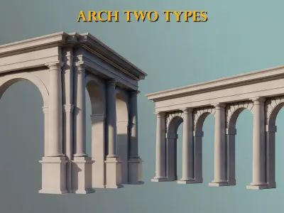 Arch two types Tuscan order with columns on Vignola 3D model