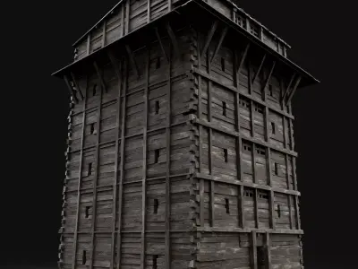 MEDIEVAL WATCHTOWER SCOUT TOWER VILLAGE GUARD WAREHOUSE BUILDING Low-poly 3D model