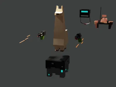 Futuristic Cartoon War-Llama Low-poly 3D model