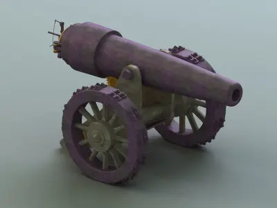 cannon gun weapon artillery war defence stylized pirate old  3D model