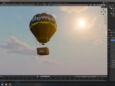 Air Balloon 3d model in blender Low-poly 3D model