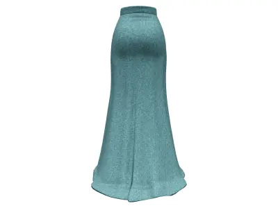 Elegant Slim Green Long Mermaid Style Skirt With Train Low-poly 3D model